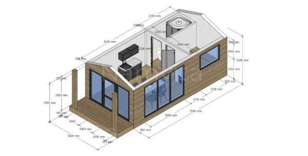 Modulinis Namas/Pirtis – “Cezaris” 3.6x7m – Pagal Užsakymą