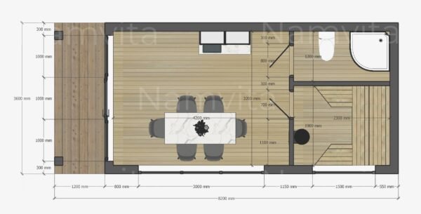 Modulinis Namas/Pirtis – “Cezaris” 3.6x7m – Pagal Užsakymą