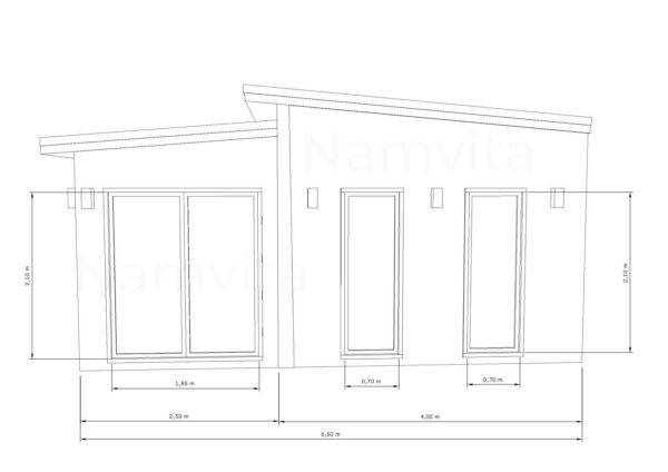 Modulinis Namas – Pirtis “Klaudijus” – 4x10m + Terasa 2.5×10m
