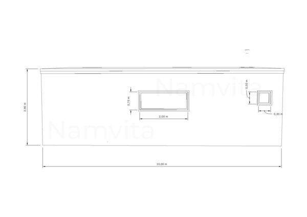 Modulinis Namas – Pirtis “Klaudijus” – 4x10m + Terasa 2.5×10m