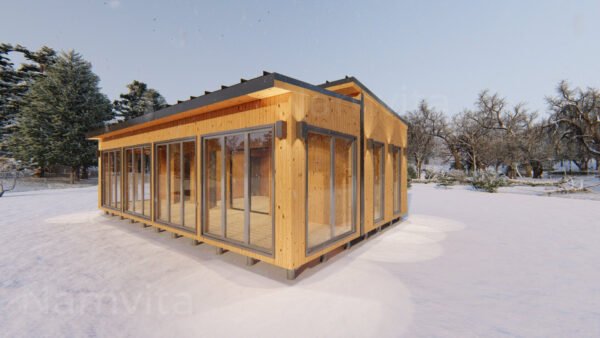 Modulinis Namas – Pirtis “Klaudijus” – 4x10m + Terasa 2.5×10m