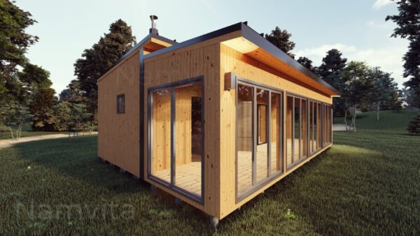 Modulinis Namas – Pirtis “Klaudijus” – 4x10m + Terasa 2.5×10m