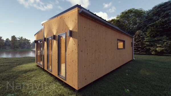 Modulinis Namas – Pirtis “Klaudijus” – 4x10m + Terasa 2.5×10m
