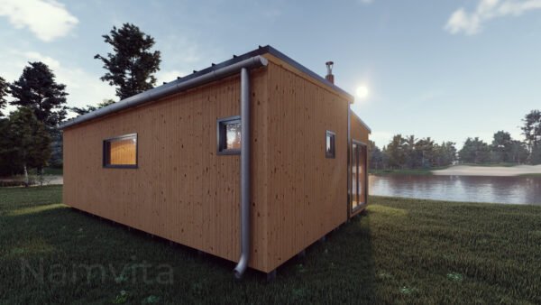 Modulinis Namas – Pirtis “Klaudijus” – 4x10m + Terasa 2.5×10m