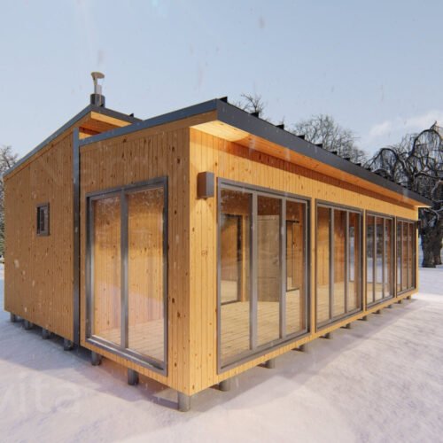 Modulinis Namas – Pirtis “Klaudijus” – 4x10m + Terasa 2.5×10m