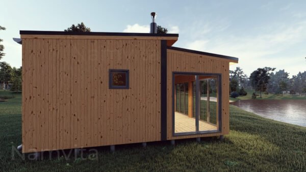 Modulinis Namas – Pirtis “Klaudijus” – 4x10m + Terasa 2.5×10m