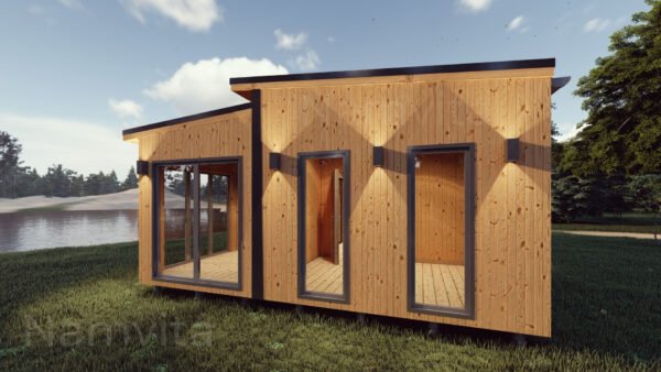 Modulinis Namas – Pirtis “Klaudijus” – 4x10m + Terasa 2.5×10m