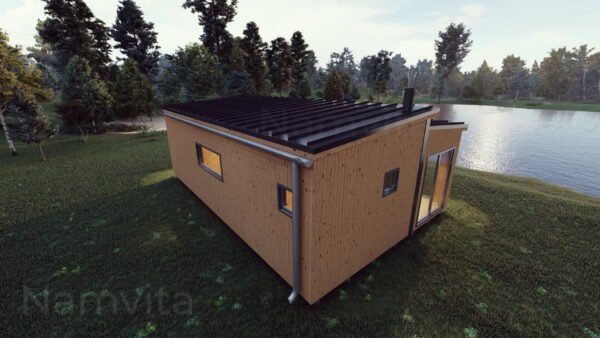 Modulinis Namas – Pirtis “Klaudijus” – 4x10m + Terasa 2.5×10m