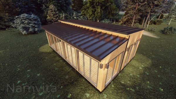 Modulinis Namas – Pirtis “Klaudijus” – 4x10m + Terasa 2.5×10m