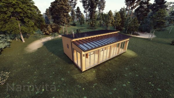 Modulinis Namas – Pirtis “Klaudijus” – 4x10m + Terasa 2.5×10m