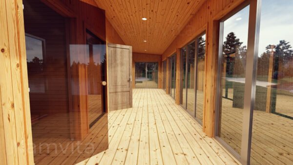 Modulinis Namas – Pirtis “Klaudijus” – 4x10m + Terasa 2.5×10m