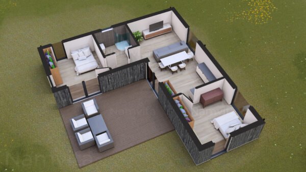 Karkasinis – Modulinis Namas “L FORMA” – 80 m2