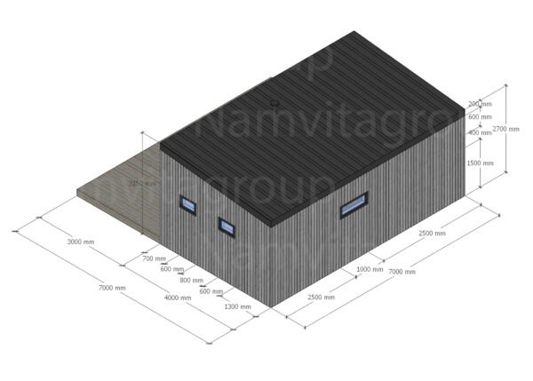 Modulinė Pirtis – “Rasa” 4 x 7 m. – Pagal užsakymą
