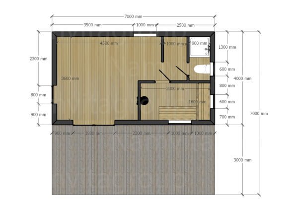 Modulinė Pirtis – “Rasa” 4 x 7 m. – Pagal užsakymą