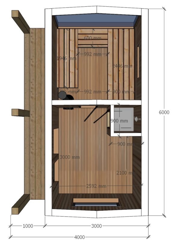 Modulinė Pirtis – “Arctic” 4 x 6 m. – Pagal užsakymą