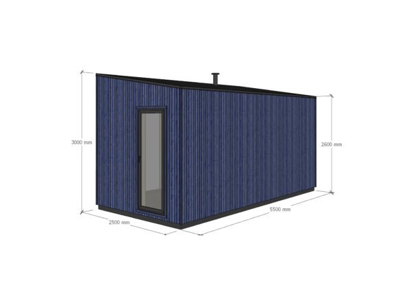Modulinė Pirtis – “Narvikas” 2,50 x 5,50 m. – Pagal užsakymą