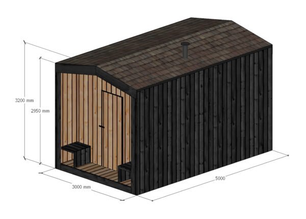 Modulinė Pirtis – “Nordic Plius” 3 x 5 m. – Pagal užsakymą