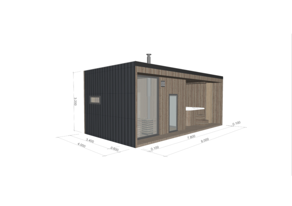 Modulinė Pirtis – “Sauna SPA” 4 x 8 m. – Pagal užsakymą