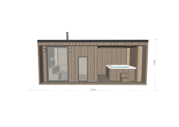 Modulinė Pirtis – “Sauna SPA” 4 x 8 m. – Pagal užsakymą